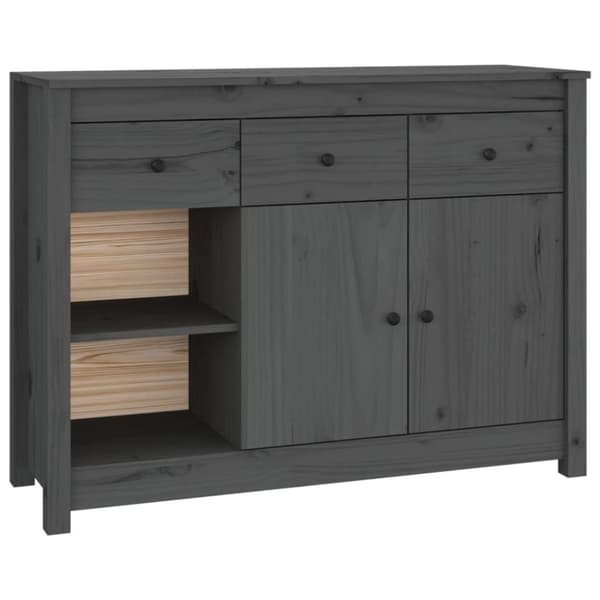 vidaXL skænk 100x35x74 cm massivt fyrretræ grå