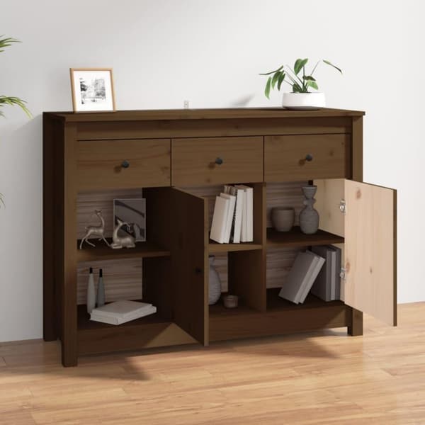 vidaXL skænk 100x35x74 cm massivt fyrretræ gyldenbrun