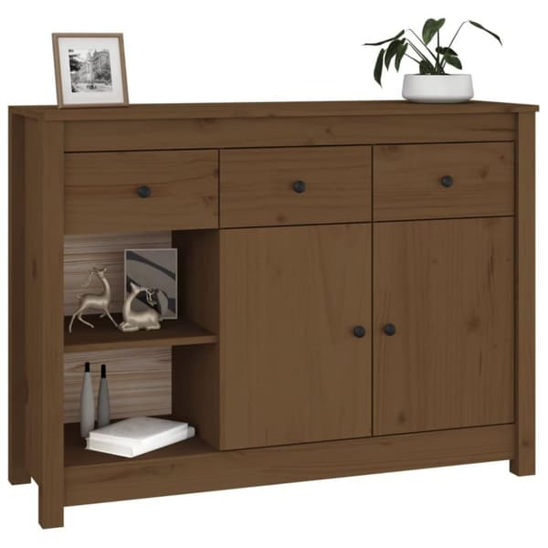 vidaXL skænk 100x35x74 cm massivt fyrretræ gyldenbrun