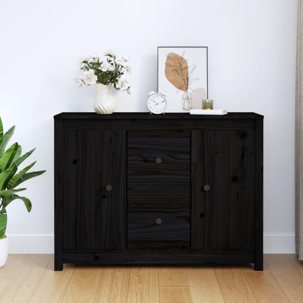 vidaXL Senkki musta 100x35x74 cm täysi mänty