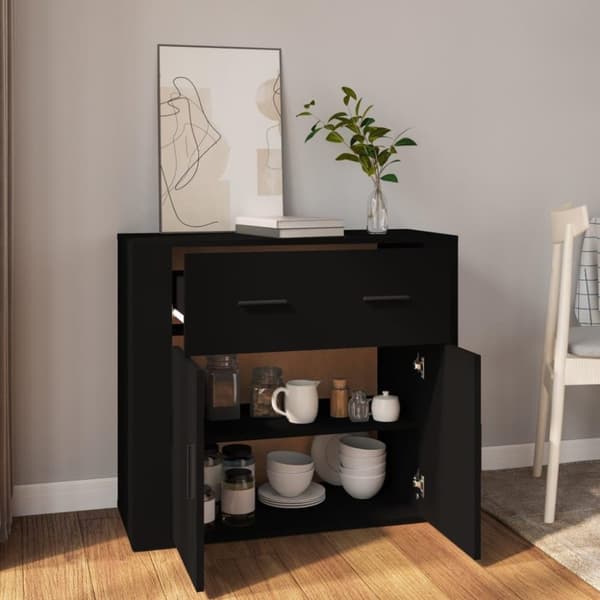 vidaXL skænk 80x33x70 cm konstrueret træ sort