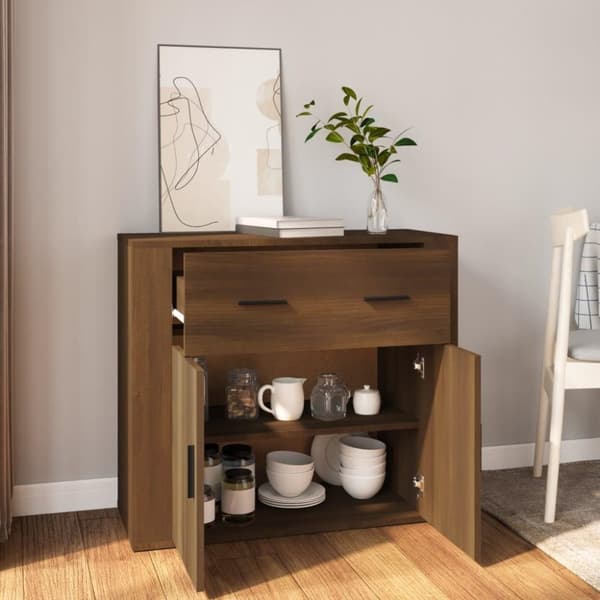 vidaXL Skjenk brun eik 80x33x70 cm konstruert tre