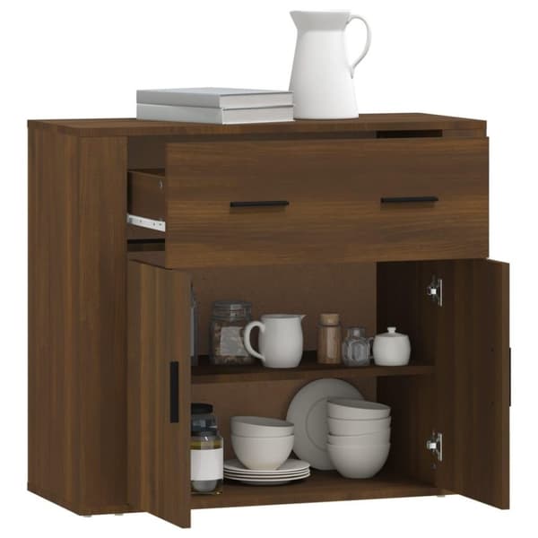vidaXL Skjenk brun eik 80x33x70 cm konstruert tre