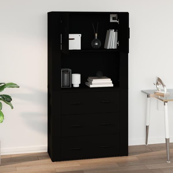 vidaXL Veggskap svart 80x33x80 cm konstruert tre