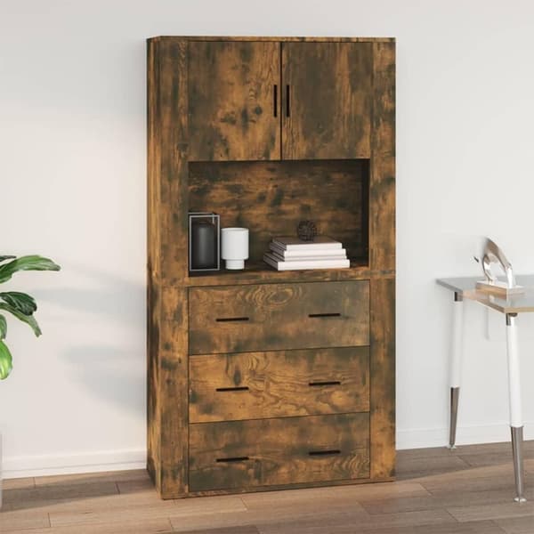 vidaXL Veggskap røkt eik 80x33x80 cm konstruert tre