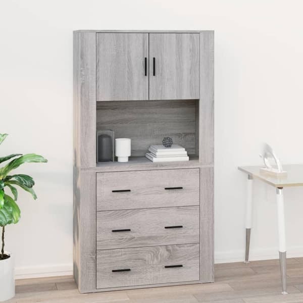 vidaXL Veggskap grå sonoma 80x33x80 cm konstruert tre