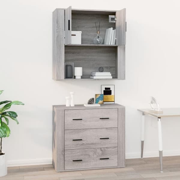 vidaXL Veggskap grå sonoma 80x33x80 cm konstruert tre