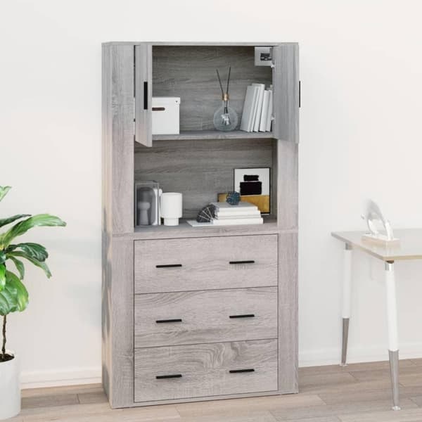 vidaXL Veggskap grå sonoma 80x33x80 cm konstruert tre