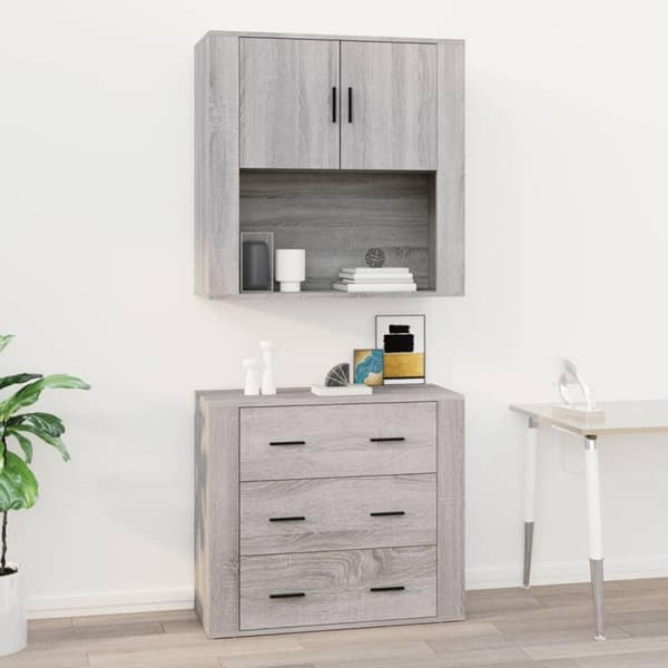 vidaXL Veggskap grå sonoma 80x33x80 cm konstruert tre