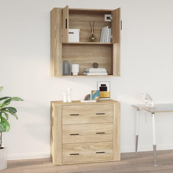 vidaXL Veggskap sonoma eik 80x33x80 cm konstruert tre