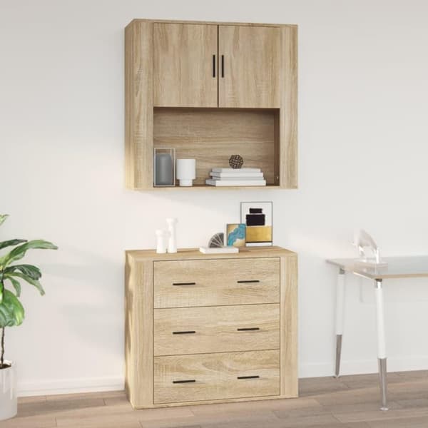vidaXL Veggskap sonoma eik 80x33x80 cm konstruert tre