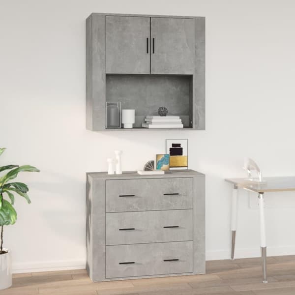 vidaXL Väggskåp betonggrå 80x33x80 cm konstruerat trä