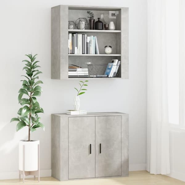 vidaXL Veggskap betonggrå 80x33x80 cm konstruert tre