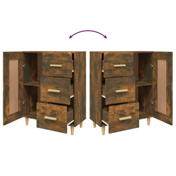 vidaXL Skjenk røkt eik 69,5x34x90 cm konstruert tre