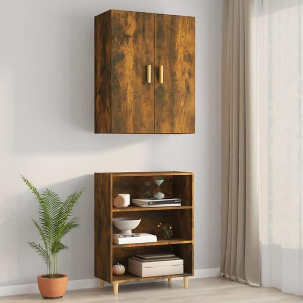 vidaXL Hengende veggskap røkt eik 69,5x34x90 cm