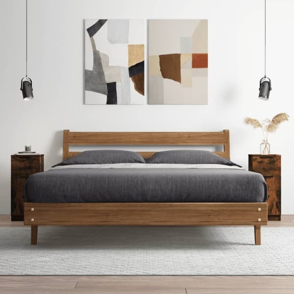 vidaXL skænke 2 stk. 30x30x70 cm konstrueret træ røget egetræ