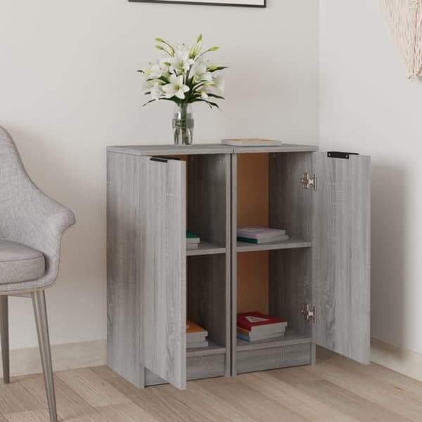 vidaXL skænke 2 stk. 30x30x70 cm konstrueret træ grå sonoma-eg