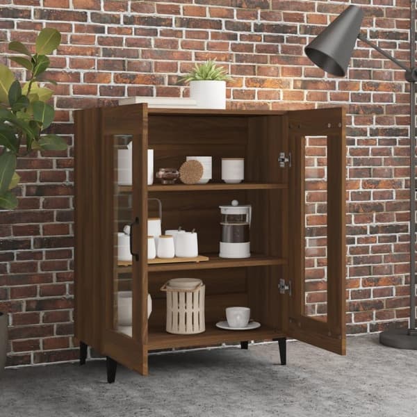 vidaXL skænk 69,5x34x90 cm konstrueret træ brun egetræsfarve