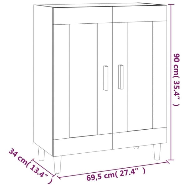 vidaXL Senkki ruskea tammi 69,5x34x90 cm tekninen puu