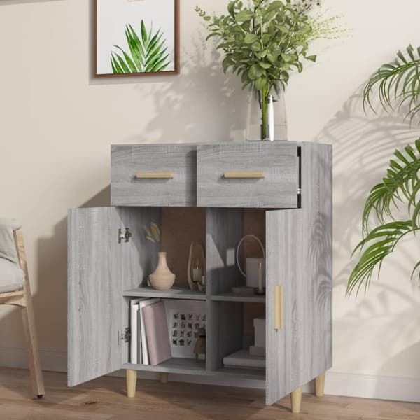 vidaXL skænk 69,5x34x89 cm konstrueret træ grå sonoma-eg