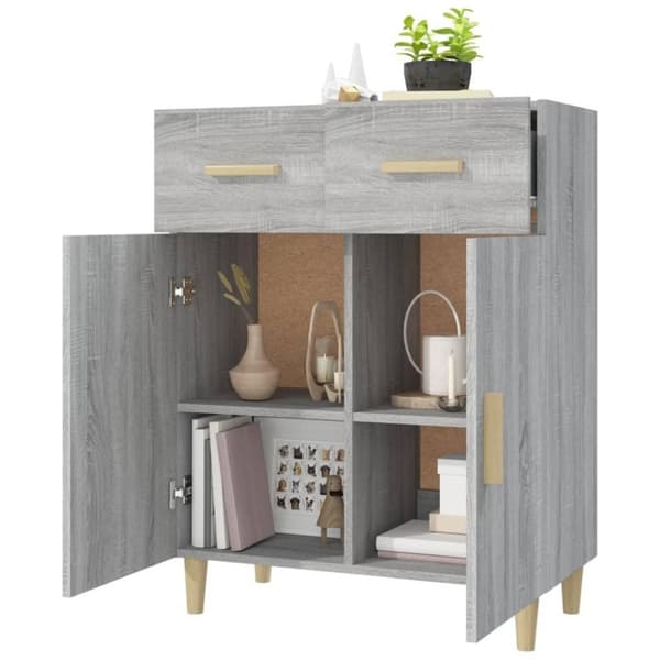 vidaXL skænk 69,5x34x89 cm konstrueret træ grå sonoma-eg