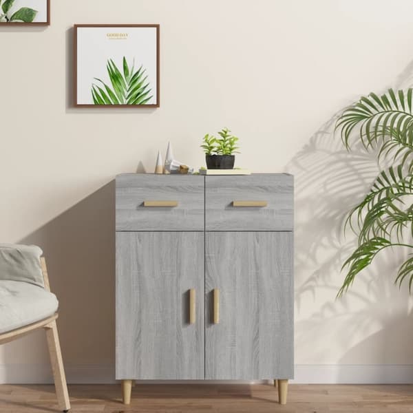 vidaXL skænk 69,5x34x89 cm konstrueret træ grå sonoma-eg
