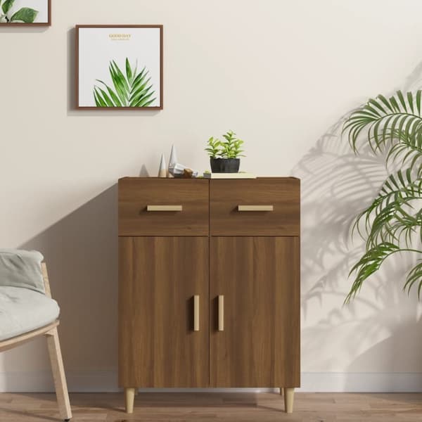 vidaXL skænk 69,5x34x89 cm konstrueret træ brun egetræsfarve