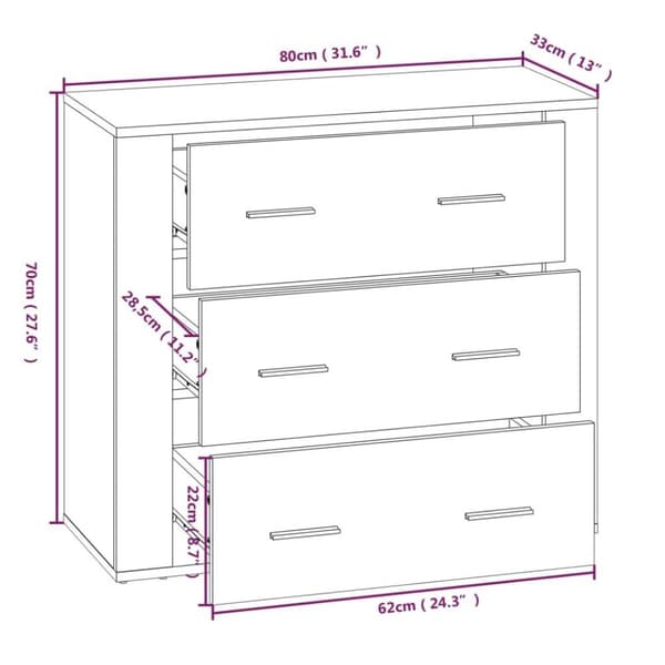 vidaXL skænk 80x33x70 cm konstrueret træ betongrå