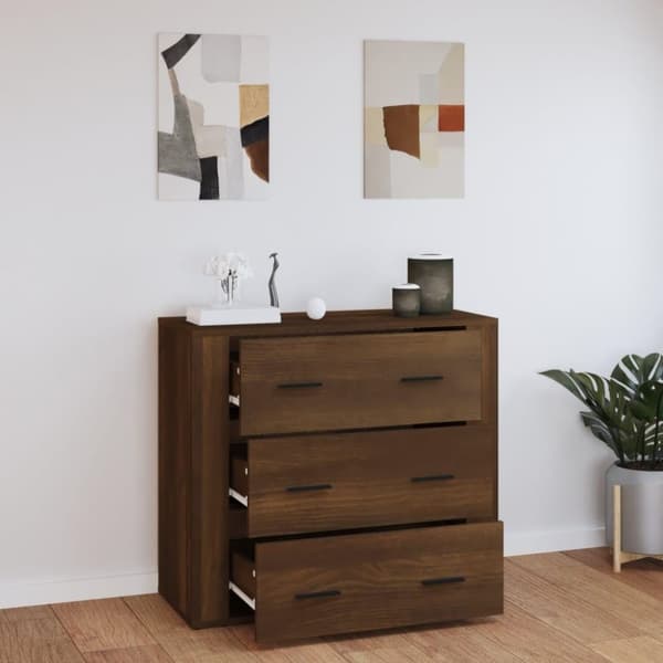 vidaXL skænk 80x33x70 cm konstrueret træ brun egetræsfarve