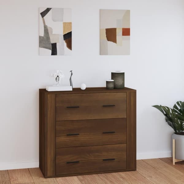 vidaXL skænk 80x33x70 cm konstrueret træ brun egetræsfarve