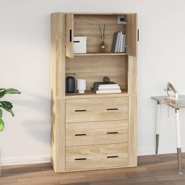 vidaXL vægskab 80x33x80 cm konstrueret træ sonoma-eg