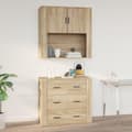Miniatyrbillede 2 af 11: vidaXL vægskab 80x33x80 cm konstrueret træ sonoma-eg