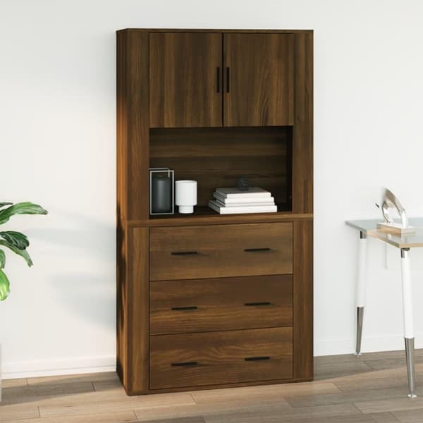 vidaXL vægskab 80x33x80 cm konstrueret træ brun egetræsfarve