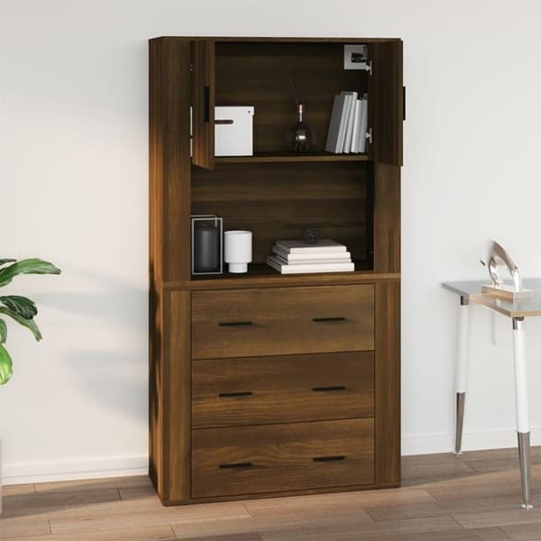 vidaXL vægskab 80x33x80 cm konstrueret træ brun egetræsfarve