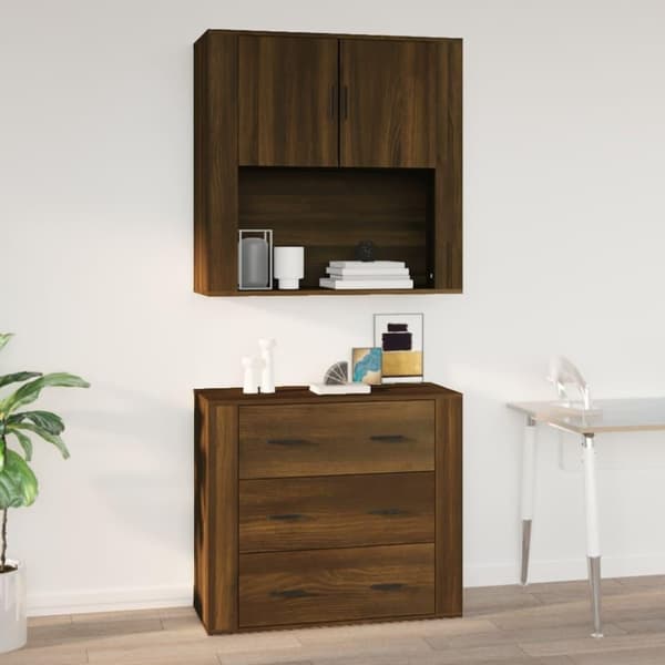 vidaXL vægskab 80x33x80 cm konstrueret træ brun egetræsfarve