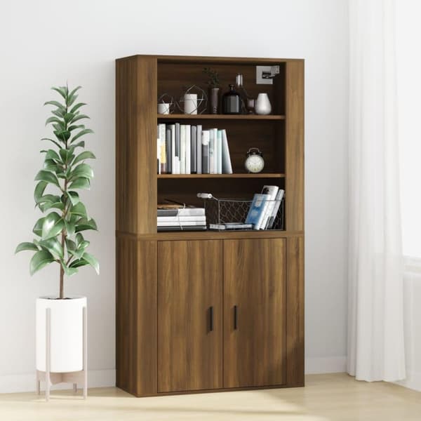 vidaXL vægskab 80x33x80 cm konstrueret træ brun egetræsfarve