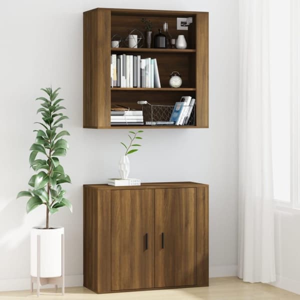 vidaXL vægskab 80x33x80 cm konstrueret træ brun egetræsfarve