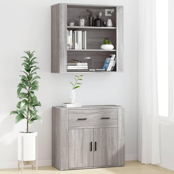 vidaXL Seinäkaappi harmaa Sonoma 80x33x80 cm tekninen puu