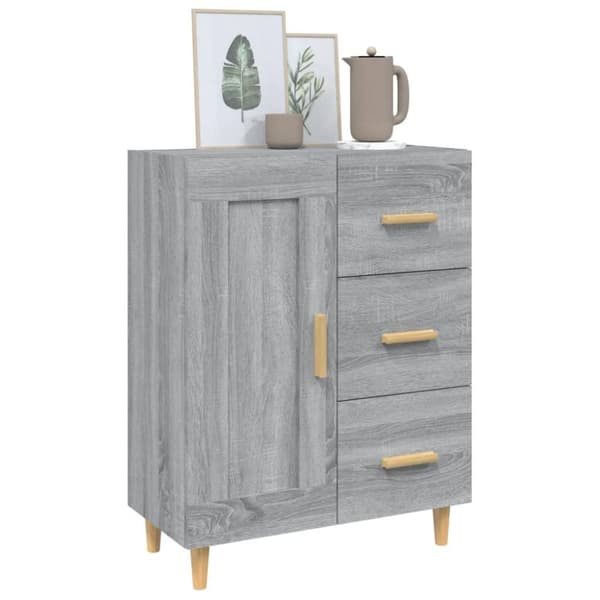 vidaXL skænk 69,5x34x90 cm konstrueret træ grå sonoma-eg