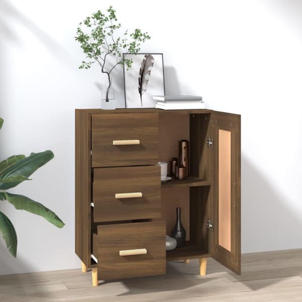 vidaXL skænk 69,5x34x90 cm konstrueret træ brun egetræsfarve