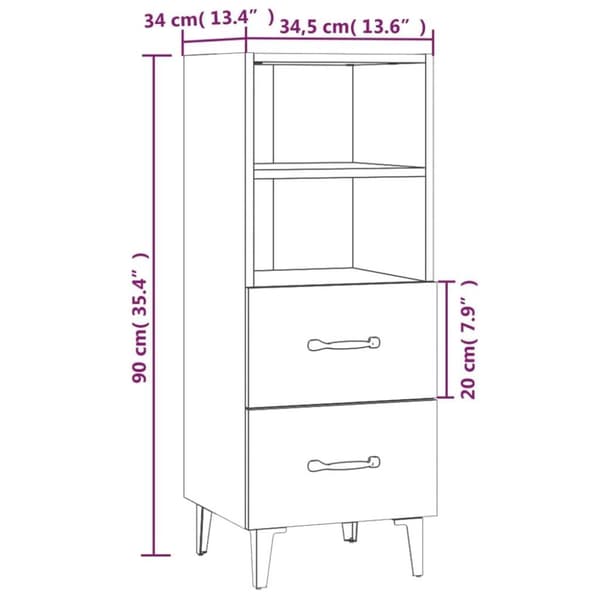 vidaXL skænk 34,5x34x90 cm konstrueret træ brun egetræsfarve