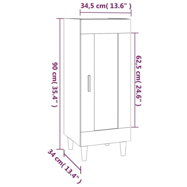vidaXL skænk 34,5x34x90 cm konstrueret træ brun egetræsfarve
