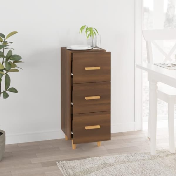 vidaXL skænk 34,5x34x90 cm konstrueret træ brun egetræsfarve