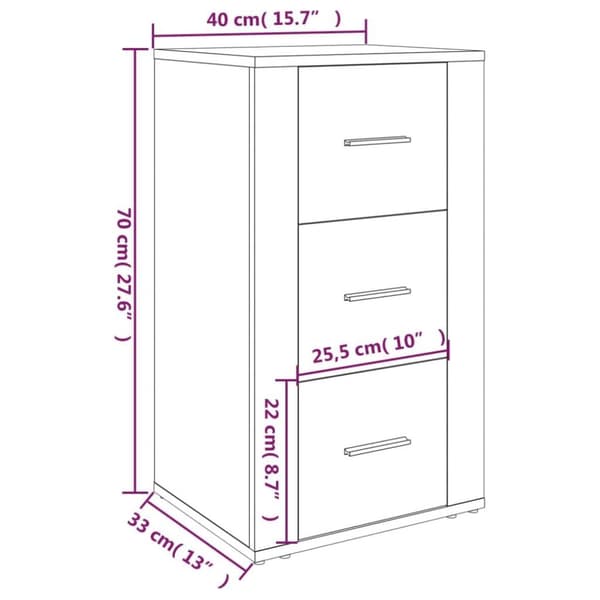 vidaXL skænk 40x33x70 cm konstrueret træ brun egetræsfarve