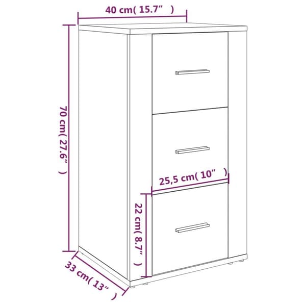 vidaXL skænk 40x33x70 cm konstrueret træ grå sonoma-eg