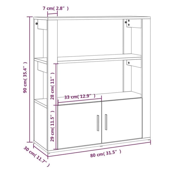 vidaXL Senkki ruskea tammi 80x30x90 cm tekninen puu