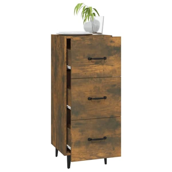 vidaXL Skänk rökfärgad ek 34,5x34x90 cm konstruerat trä