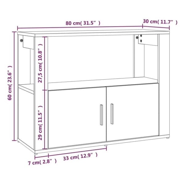 vidaXL Skåp vit 80x30x60 cm konstruerat trä