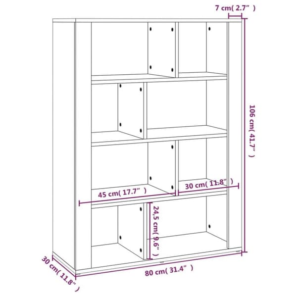 vidaXL Skjenk røkt eik 80x30x106 cm konstruert tre