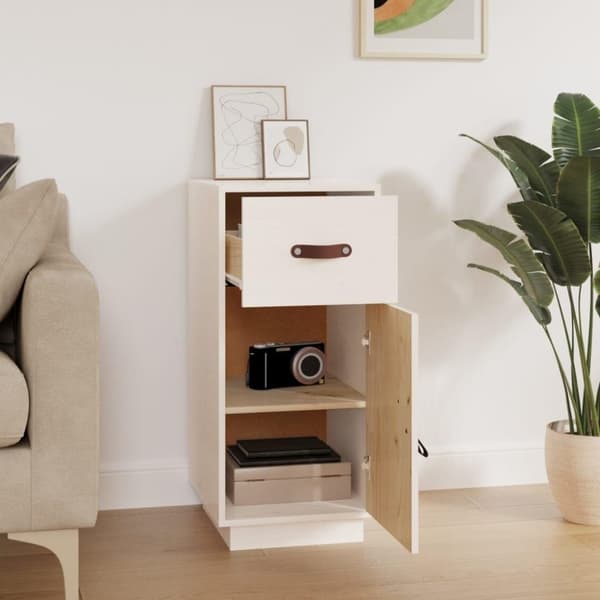 vidaXL Skjenk hvit 34x40x75 cm heltre furu
